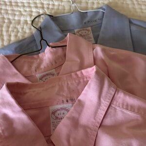 Lot of Three Brooks Bros vintage button downs, 2 pink, 1 blue